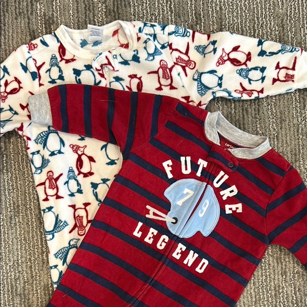 Carter's Baby Pajama Bundle - Red and White Penguin Print